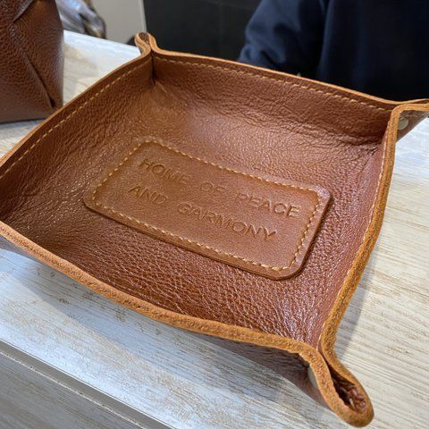 Кожаный органайзер для мелочей, Подарок мужчине, Handmade лоток из натуральной кожи. 6 фото