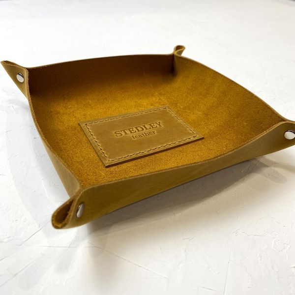 Кожаный органайзер для мелочей, Подарок мужчине, Handmade лоток из натуральной кожи. 6 фото