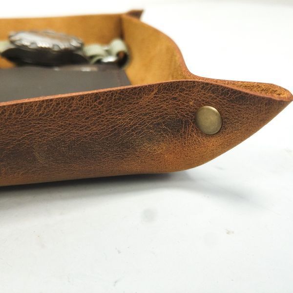 Кожаный органайзер для мелочей, Подарок мужчине, Handmade лоток из натуральной кожи. 6 фото